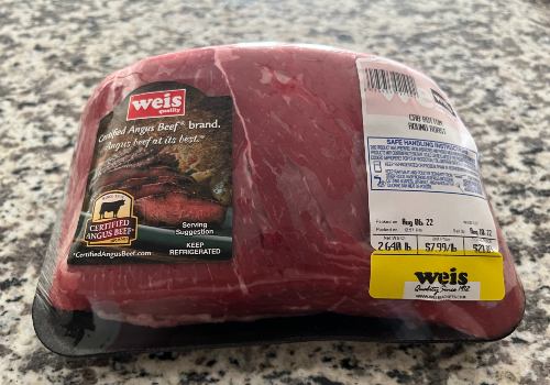 Packaged bottom round beef roast