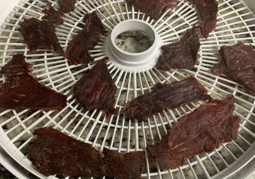 Beef jerky looks like after being dehydrated for 4 hours