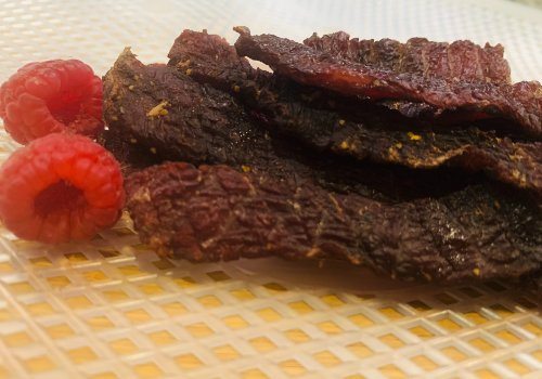 Cooked honey peppered beef jerky