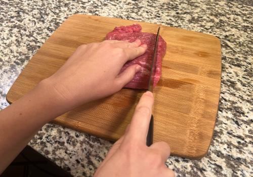 Cutting meat for New Mexico beef jerky