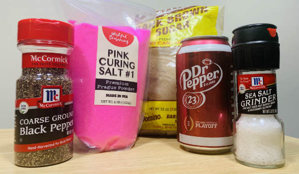 Ingredients for Dr. Pepper beef jerky
