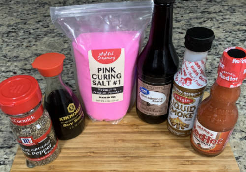All the ingredients you'll need to make your hot and spicy beef jerky