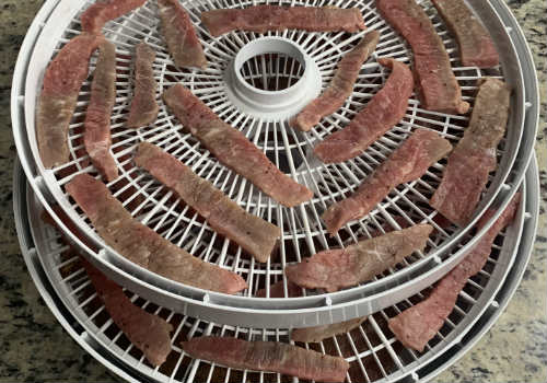 Beef placed on the dehydrator  