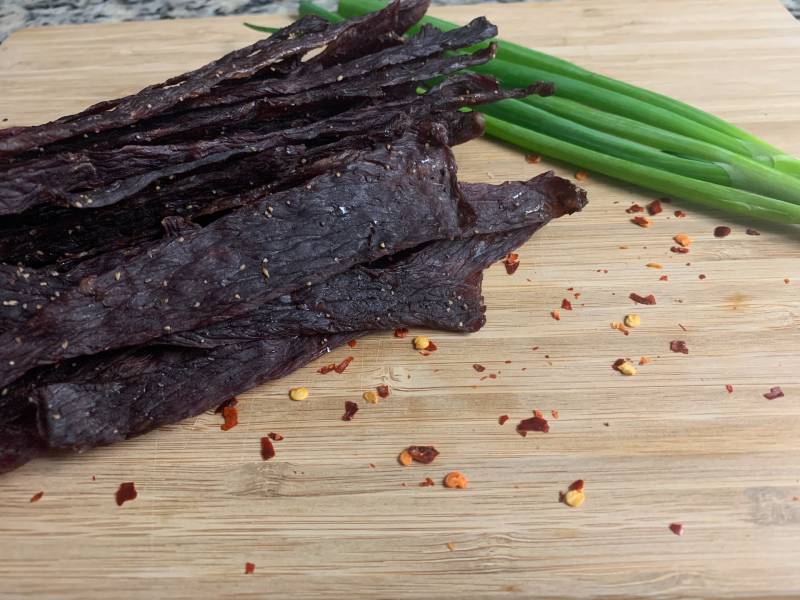 Whiskey Pepper Ground Beef Jerky on the Nesco Snackmaster Pro