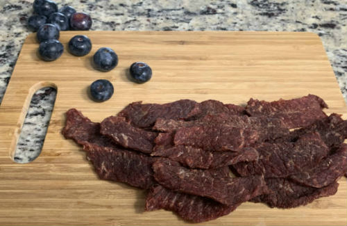 Simply beef jerky on table