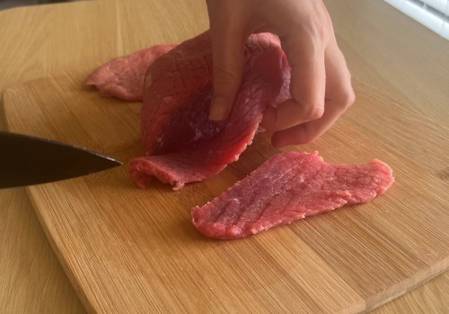  Slicing the beef for Chinese beef jerky