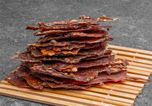 A stored beef jerky before sealing