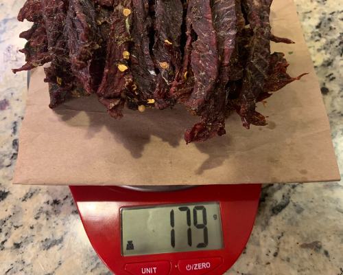 Weighing beef after cooking in grams
