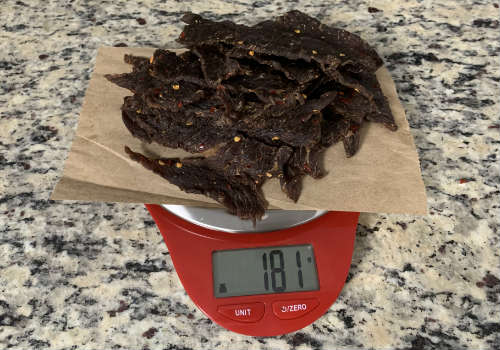Weighing beef jerky after dehydration in grams