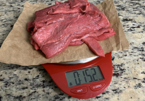 Weighing meat in oz