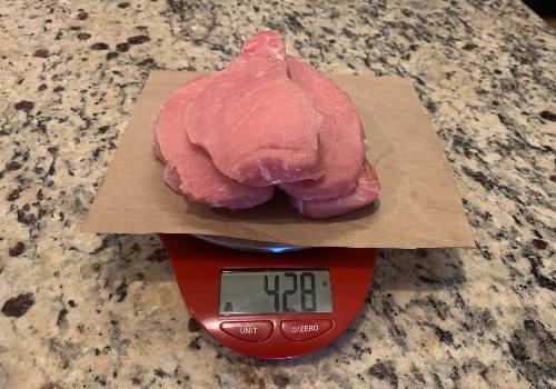 Weighing our pork in grams